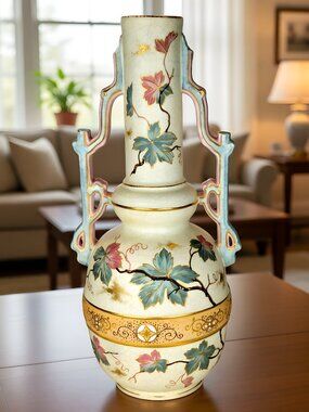 Antique European Art Nouveau Double Handle Vase